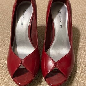 Anne Klein Red Peep Toe Heels